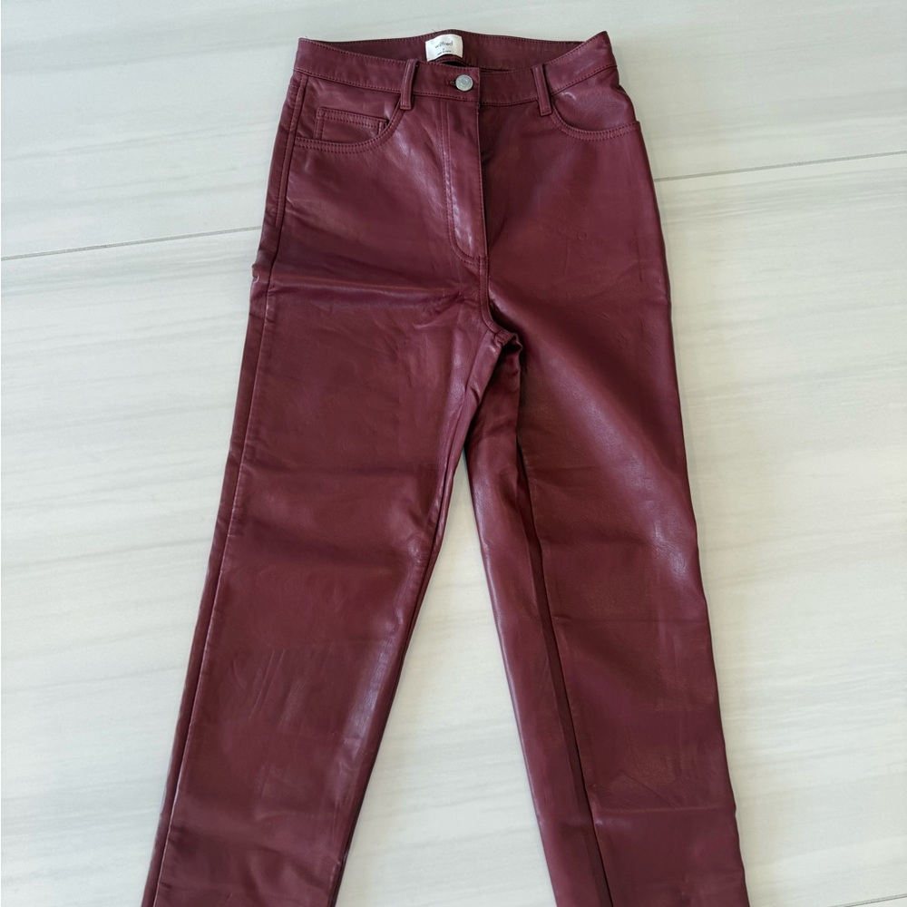 Wilfred Red Skinny Jeans with Glossy Finish